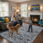 Fluffy Rug Shag Area Rug, Light Grey 5x8 Area Rugs - Image 5