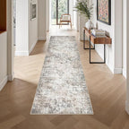 2.6'x10' Runner Rug Washable Rug: Modern Abstract Soft Thin Runner Rug Brown - Image 2