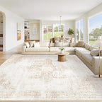 Area Rug 9x12 Washable Rug, Vintage Boho Medallion Rugs Non-Slip Soft Low Pile by VECARF