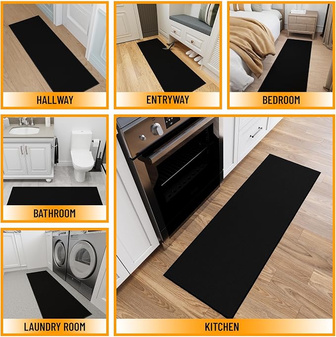 Ottomanson Hallway Runner Rug 2'2" x 6' Non Slip Solid Area Rugs Easy to Clean - Image 3