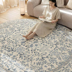 jinchan Zenith Round Rug 8ft Area Rug Soft 8'Round Vintage Floral Rug Non-Slip - Image 4