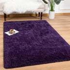 Andecor Shag Area Rug for Living Room, 4x6 Feet Purple Soft Fluffy Indoor Plush by Andecor