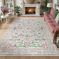 Wonnitar Boho Floral Area Rug 6x9, Washable Purple Rugs by Wonnitar