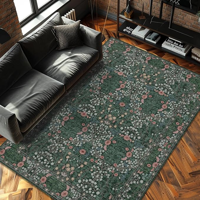 4x6 Area Rug for Bedroom Beside Rug, Laundry Room, Washable Non-Slip Low Pile - Image 2