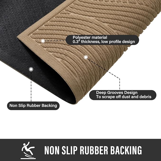 HIYARD Sturdy Front Door Mat, Absorbent Muddy Dirt Resist Welcome Door Mats - Image 5