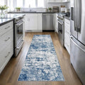 2.6'x10' Runner Rug Washable Rug: Modern Abstract Soft Thin Runner Rug Blue by FXRHLP