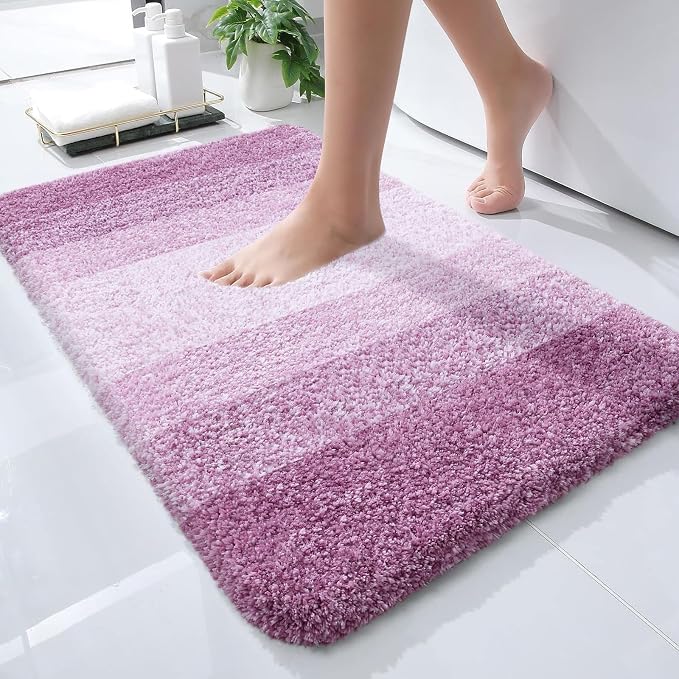 OLANLY Small Bathroom Rugs Mat 24x16, Extra Soft Absorbent Microfiber Bath Rugs by OLANLY