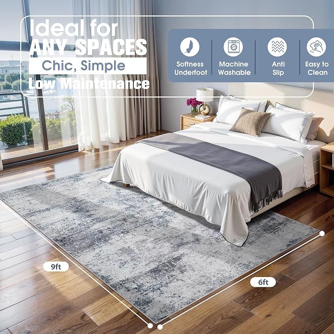 6x9 Area Rugs for Living Room Rug Washable: Abstract Rug for Dining Room - Image 2