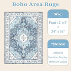 SERISSA Boho Rugs for Entryway, 2x3 Blue Entryway Rug Non-Slip Washable Small - Image 6