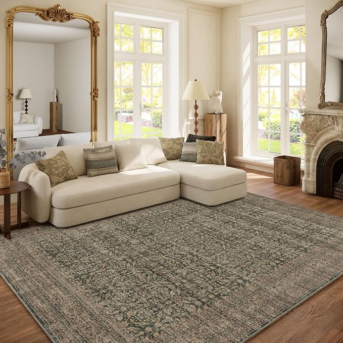 Machine Washable Rugs for Living Room: 6x9 Area Rugs Boho Vintage Rugs Stain by palohom
