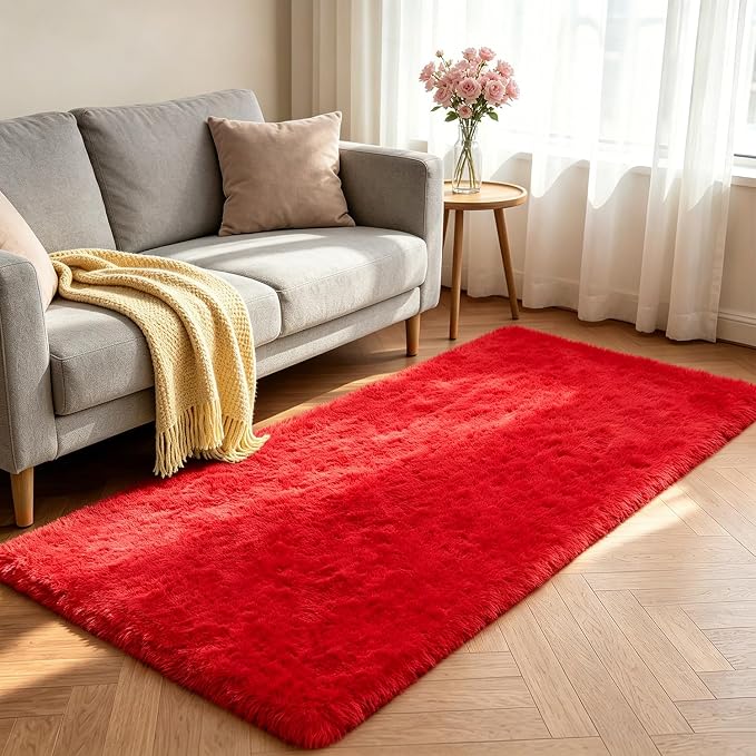 Shag Runner Rug for Bedroom Living Room 2x6 Upgrade Non-Slip Fluffy Soft - Image 2