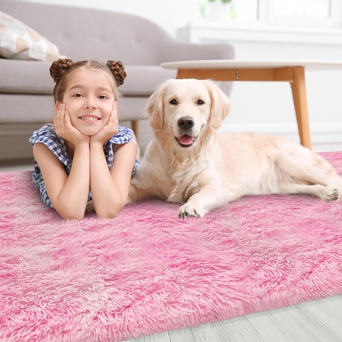 Soft Plush Pink Fluffy Rug 2x10 Ft, Fuzzy Shag Runner Carpet - Image 8