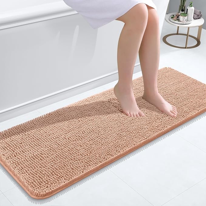 OLANLY Bathroom Runner Rugs 47x17, Extra Soft Absorbent Chenille Bath Rugs by OLANLY