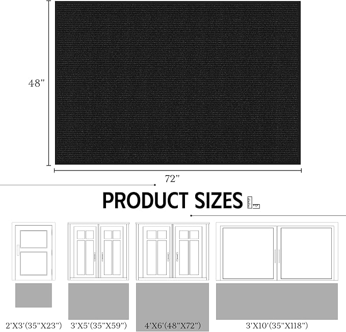 Front Door Mat 4' x 6', Low Profile Welcome Mat, Non-Slip Door Mat Outside - Image 2