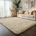 Amdrebio Beige Area Rugs for Bedroom Kids Room, 5x7 Fluffy Plush Shag Furry - Image 5