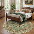 RELEANY Area Rugs Round 8ft Washable Non-Slip, Floral Vintage Distress - Image 3