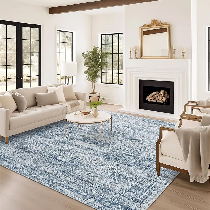 Soalmost 9x12 Area Rugs for Living Room, Non Slip Machine Washable Vintage Rugs - Image 8