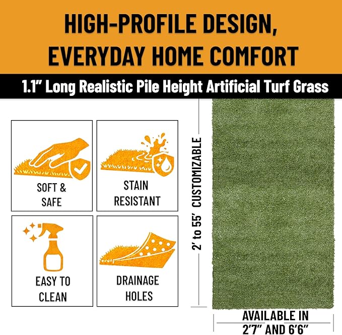 Ottomanson Artificial Grass Rug Natural 78" x 12', Realistic Grass Carpet - Image 6