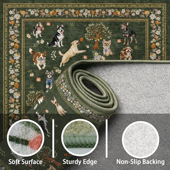 Dog Rug Runner for Entryway, 2x4 Washable Kitchen Mat Ultra-Thin Soft, Non-Slip - Image 8