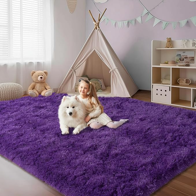 6x9 Purple Rug for Living Room, Soft Large Fluffy Shaggy Rugs for Bedroom - Image 4