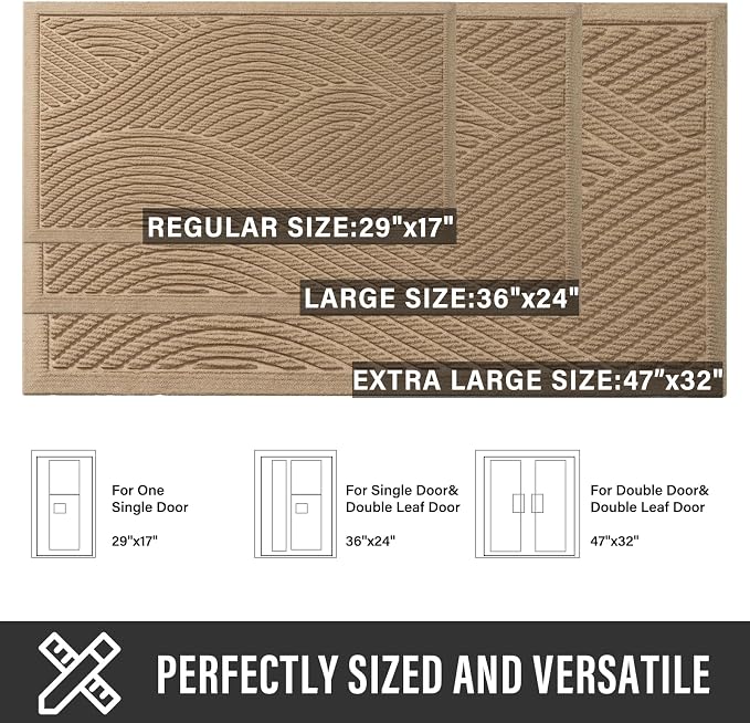 HIYARD Sturdy Front Door Mat, Absorbent Muddy Dirt Resist Welcome Door Mats - Image 4