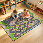 Kids Car Rug Play Mat, 5x7 ft Race Track Road Rug - Image 8