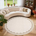 GarveeHome Scalloped Beige 6ft Round Rug Washable Non-Slip Soft Ultra-Thin by GarveeHome