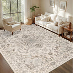 3x5 Area Rugs Living Room Rug: Washable Vintage Distressed Floral Rug No Slip by EXPEDIX