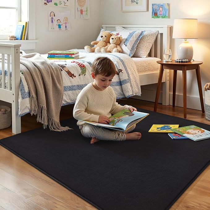 Amearea 5x5 Square Area Rugs for Bedroom Living Room, Modern Black Thickened - Image 2