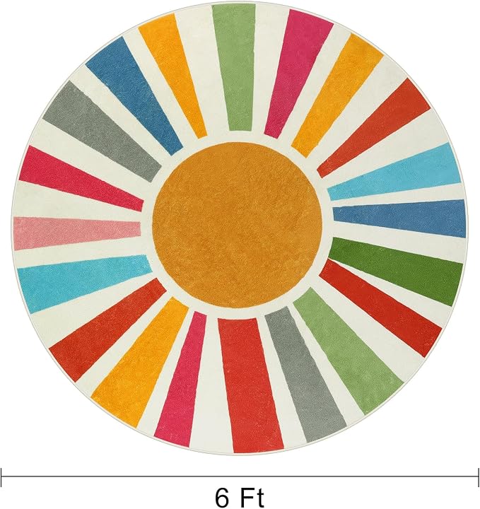 STARUIA Round Boho Rug 6 Ft Washable Round Area Rug - Image 2