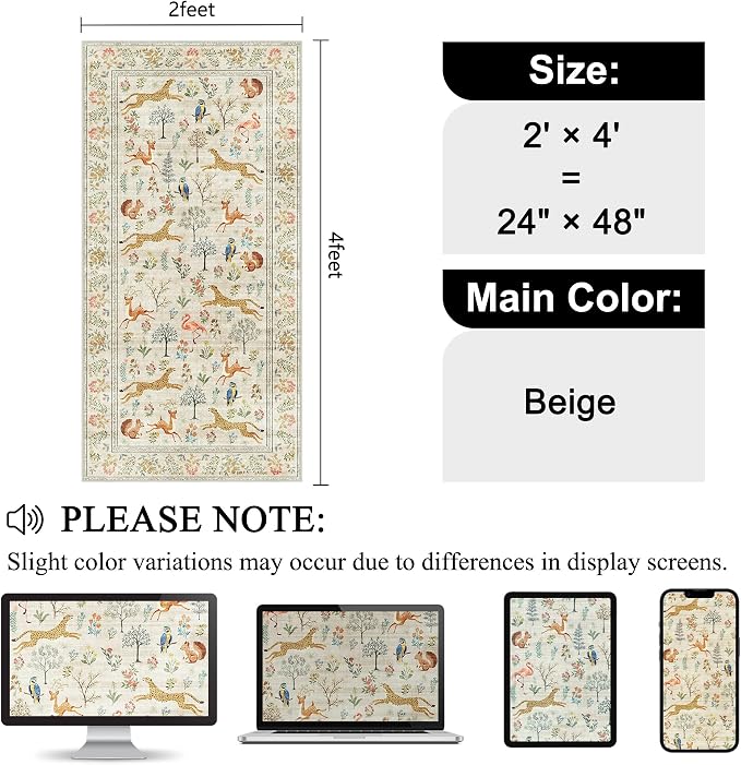 DUKINO 2x4 Rug for Hallway, Washable Kitchen Runner Rug - Image 2