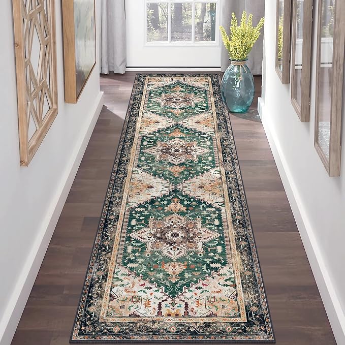 Yamaziot Washable Runner Rug, 2x8 Non-Slip Boho Vintage Hallway Rug Runner by Yamaziot