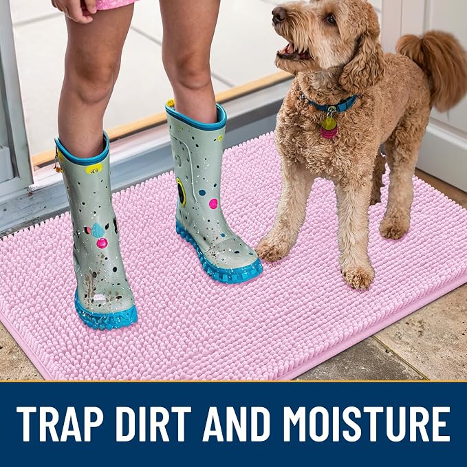Smiry Dog Door Mat for Muddy Paws 47x24, Absorbent Dirt Trapper, Non-Slip - Image 3