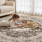 8ft Round Vintage Living Room Area Rug - Image 5