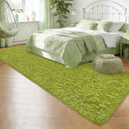 Soft Grass Green Fluffy Rug for Bedroom Living Room, 3x10 ft Fuzzy Green Shag - Image 3