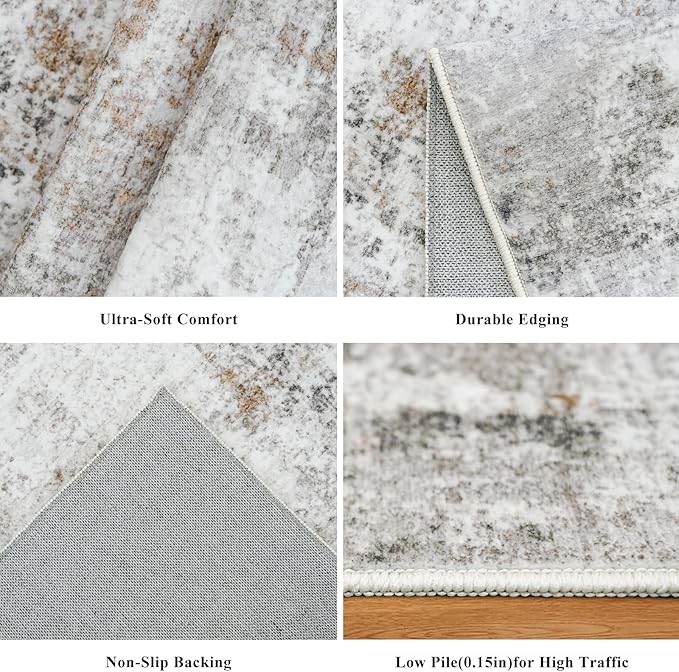 4x6 Washable Entryway Rug – Non-Slip Low-Pile Small Area Rug - Image 5