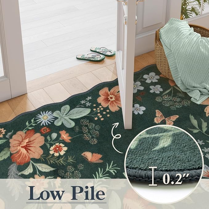 Lahome Floral Small Rug, 2x4 Kitchen Rugs Non Slip Washable Rug Ultra-Thin - Image 5