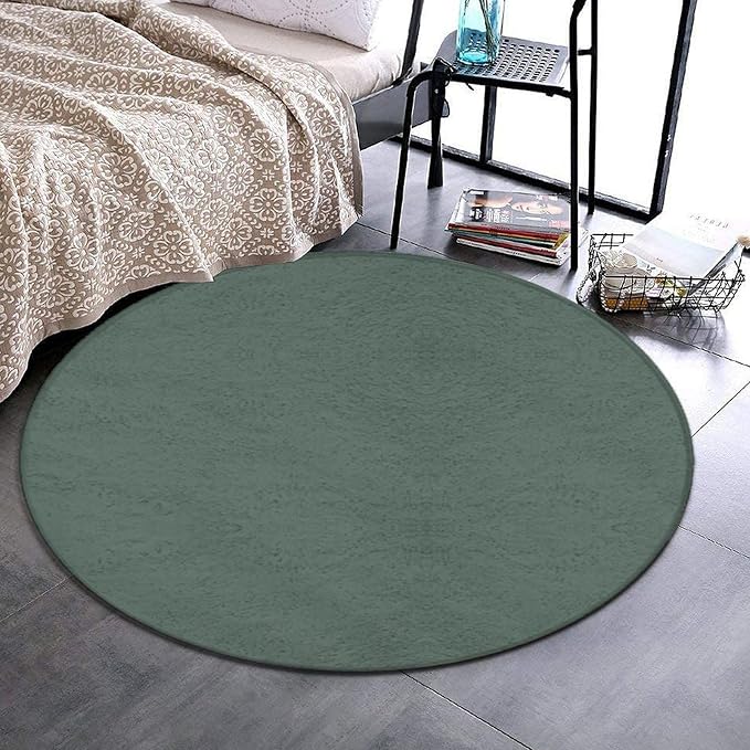 Machine Washable Modern Round Area Rug, Room Sofa Yoga Soft Round Carpet - Image 2
