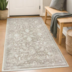 KILOCOCO Area Rug 3x5 Entryway Rug Washable Printed Vintage Floral Rubber by Kilococo