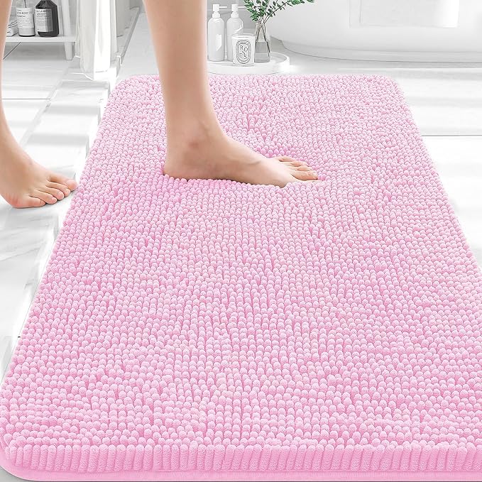 OLANLY Bathroom Rugs 30x18, Extra Soft Absorbent Chenille Bath Rugs, Rubber by OLANLY