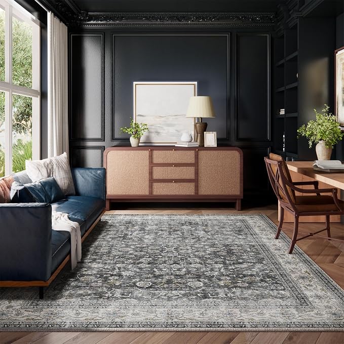 Machine Washable Rugs for Living room: 8x10 bedroom Rug Vintage Boho Area Rug - Image 7