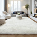 Fluffy 8x10 Large Area Rugs for Bedroom Living Room, Cream White Soft Washable by KICHOWUA
