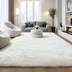 Fluffy 8x10 Large Area Rugs for Bedroom Living Room, Cream White Soft Washable by KICHOWUA