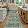 RELEANY Area Rugs Runner 3'x7' Washable Non-Slip, Floral Vintage Distress by RELEANY