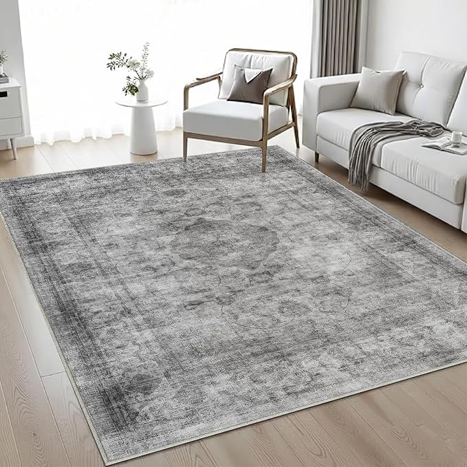 4x6 Area Rug for Living Room-Vintage Farmhouse Boho Floral Washable Stain - Image 4