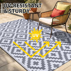 Smiry Waterproof Outdoor Rug 9x12 ft, Reversible Plastic Straw Patio Camping - Image 5