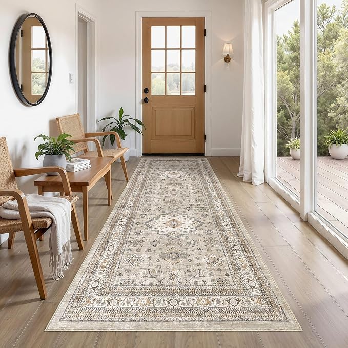 Vintage Hallway Runner Rug 3x8: Large Soft Washable Entryway by COTILED