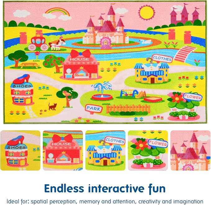 Booooom Jackson Enchanting Kids Pink Castle Rug - Image 6