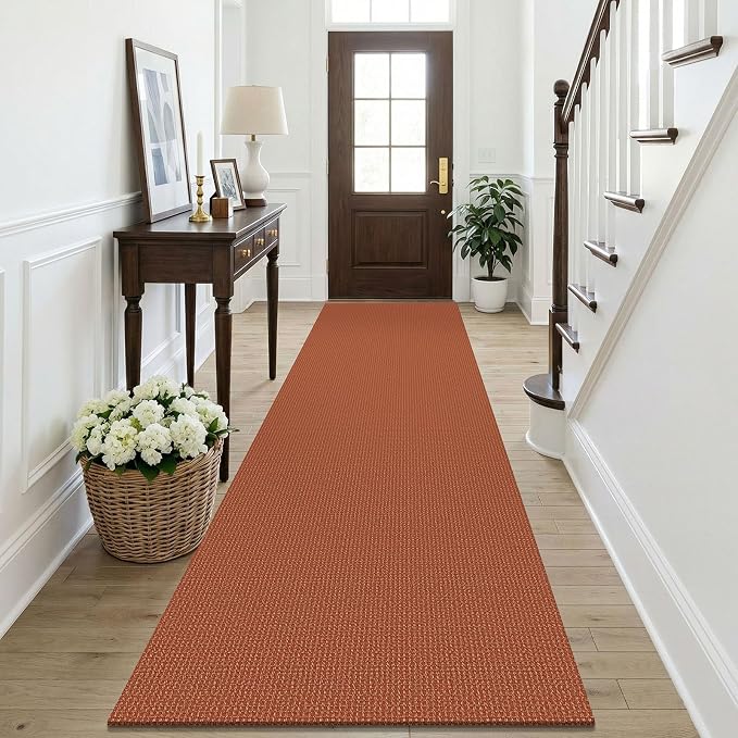 KOZYFLY Orange Runners Rugs for Hallway 3x10, Wide Washable Runner Rug by KOZYFLY