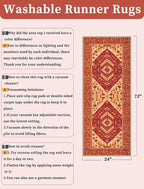 SERISSA Boho Washable Runner Rug, 2x6 Rug Runner Non-Slip Vintage Red Hallway - Image 2